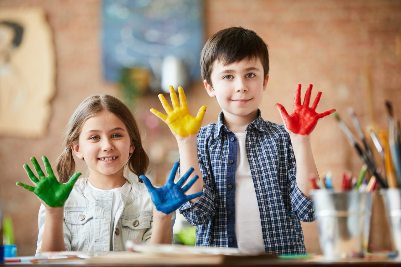 Kids enjoying painting activity at Preschool in Marriottsville, Maryland