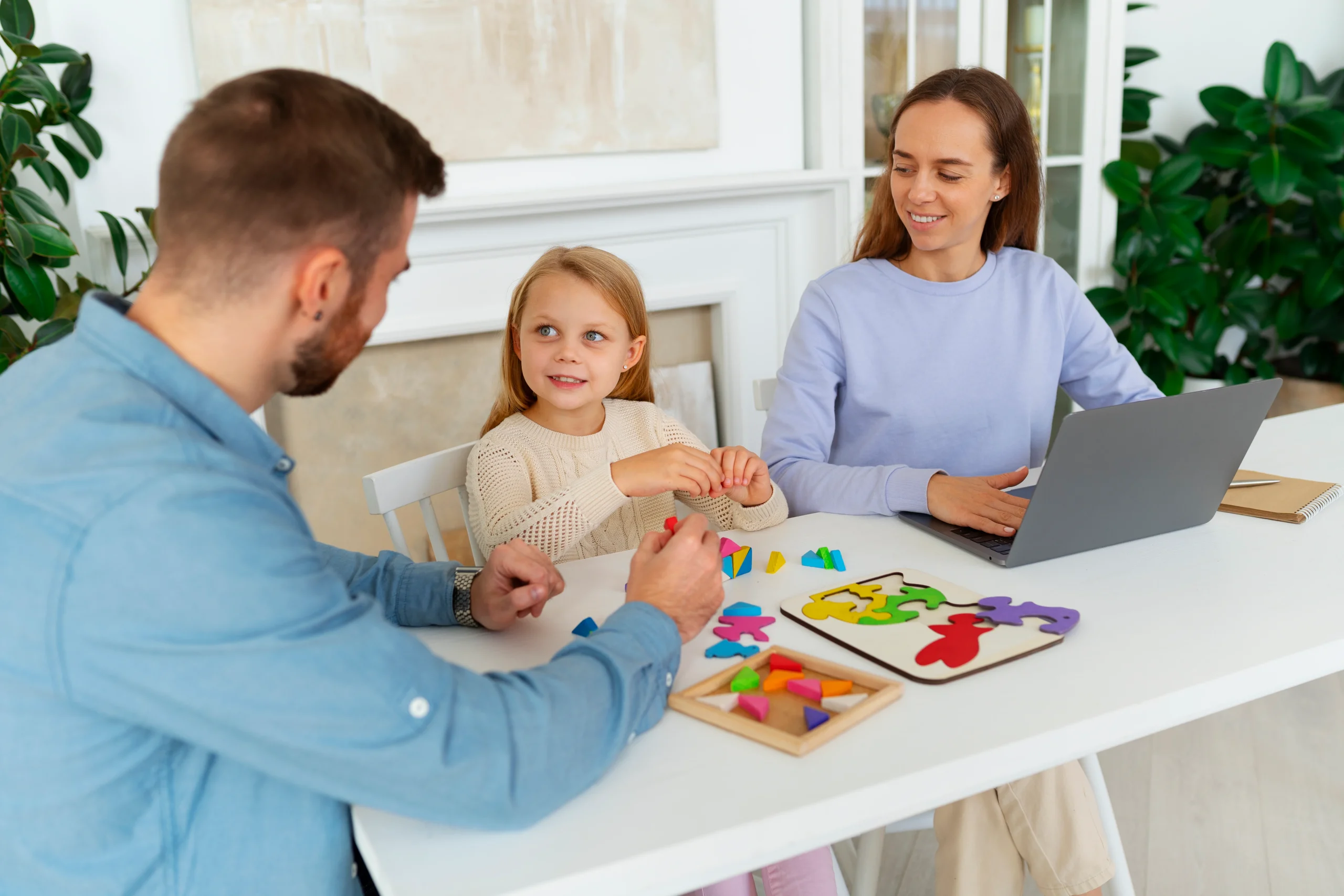 A child with her teachers at Preschool in Marriottsville, Maryland