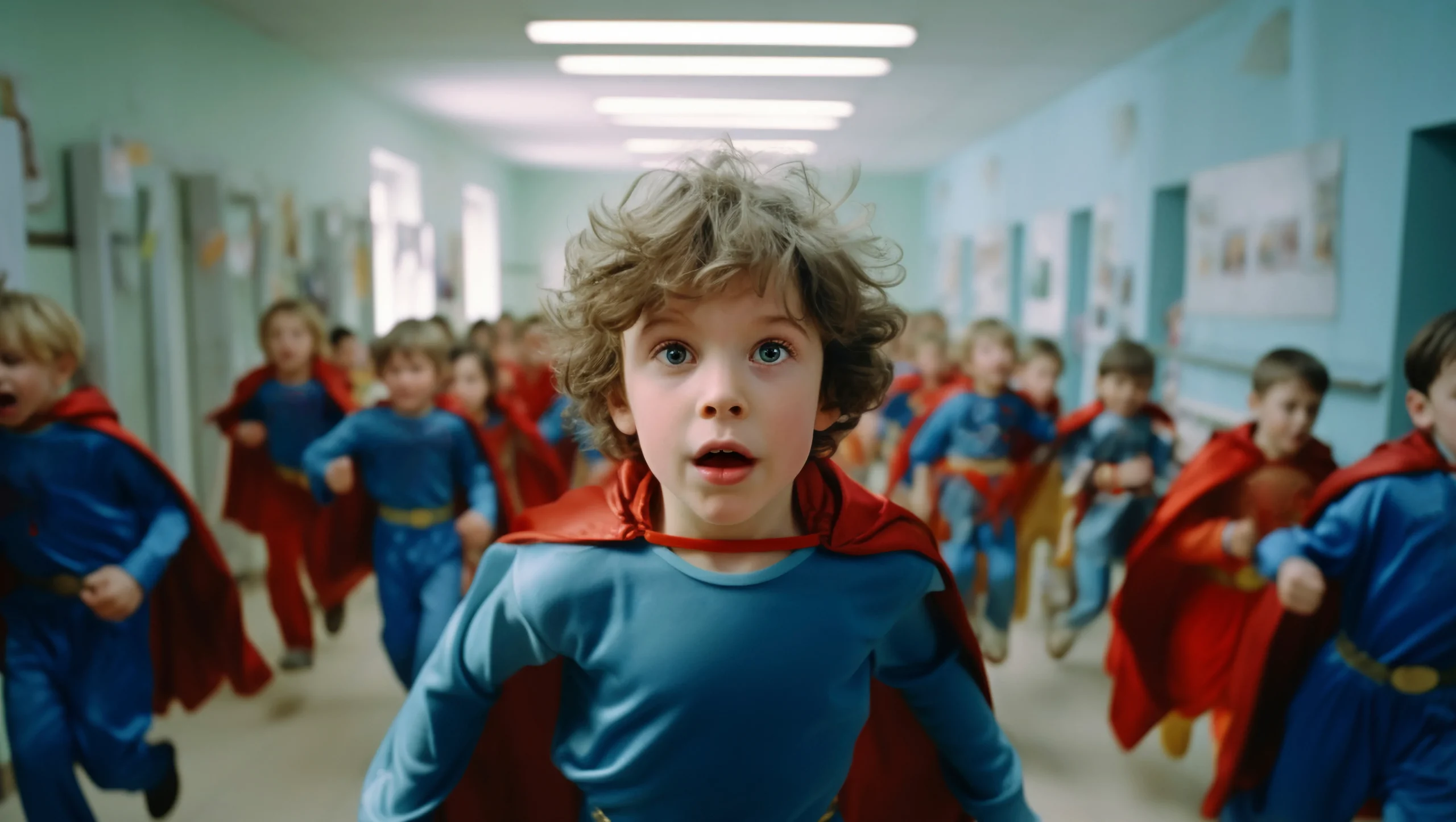 children dressed as superman for a activity at Preschool in Marriottsville, Maryland