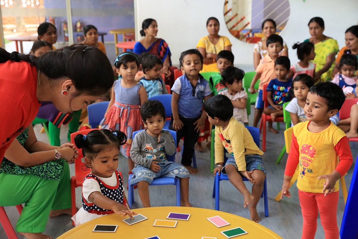 Youngs kids in preschool class together in Maryland